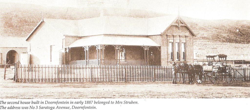 The first house on Saratogo Ave Doornfontein 1887