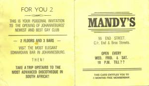 Original Mandys opening night flyer