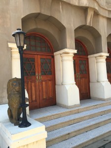 One the cast-iron lions
