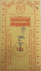 Ticket from the last electric tram ride