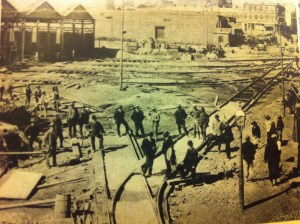 Laying tram tracks at Terminus in President Street