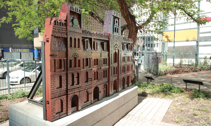 Carved Rissik Post Office and Standard facades in Ernerst Oppenheimer Park