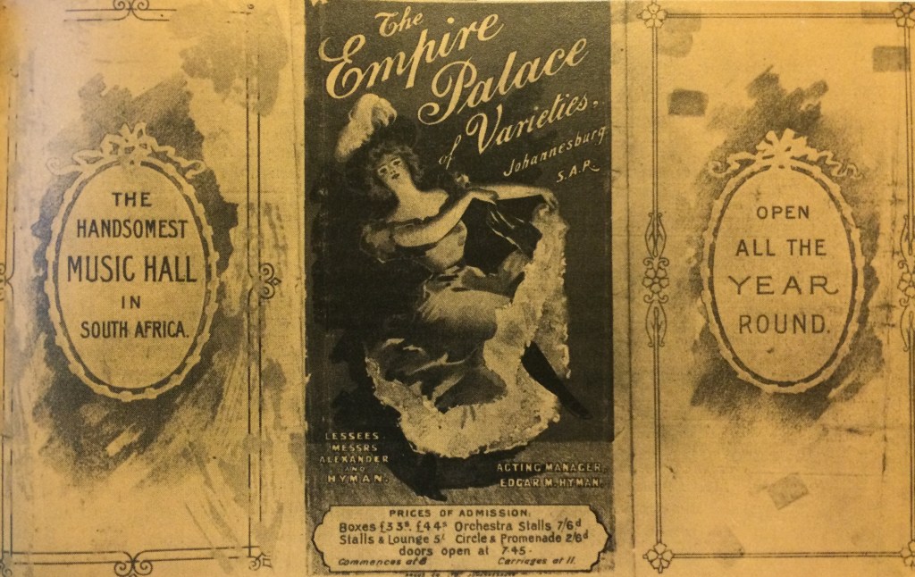 1898 programme from Empire Palace of Varieties