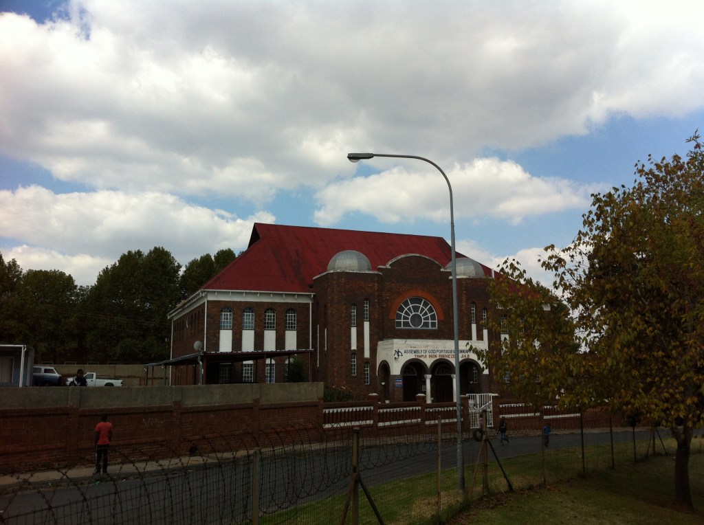 Jeppestown Synagogue situated across the road from the Jeppe monument