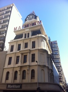 Markhams building on the corner of Ellof and President streets.