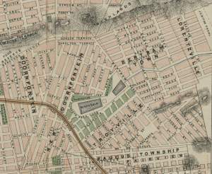 1896 Map of Bertrams and Lorentzville