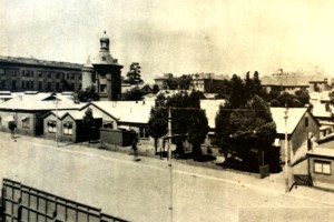 The Tin Temple with telephone tower before it was demolished