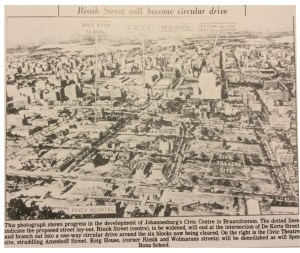 Map from 1960 showing what is to be demolished for the Civic Centre and theatre
