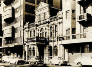 Masonic Temple in Plein Street flanked by buildings just before being demolished