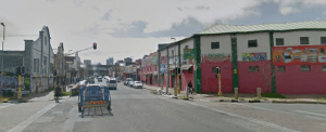 The site today looking east up Bree Street towards Newtown