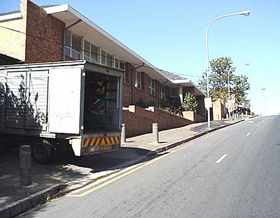 Outside of the modern mortuary sometime before being demolished 
