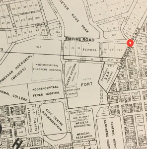 Circle shows the site of the first tee. At the time the area was just veld
