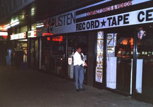 Patrick Talmage RIP outside the original Look & Listen on Pretoria Street