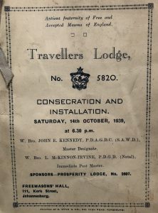 Travellers lodge consecration pamphlet