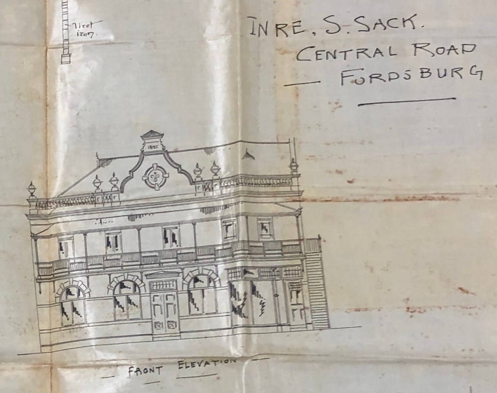 Fordsburg Sacks Hotel 1895 Main elevation