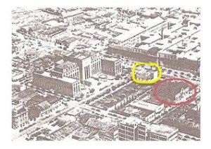 Aerial view 45 Main street site c1940s