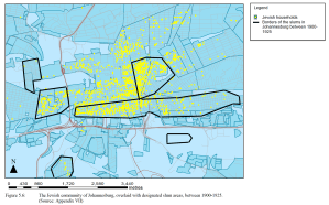 Jewish households with slum areas overlaid 1900-1925